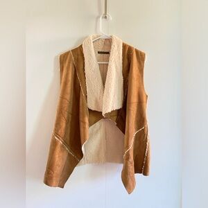 Faux suede and sheepskin vest